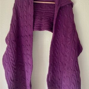 Aran Sweater Market Purple Wool Scarf